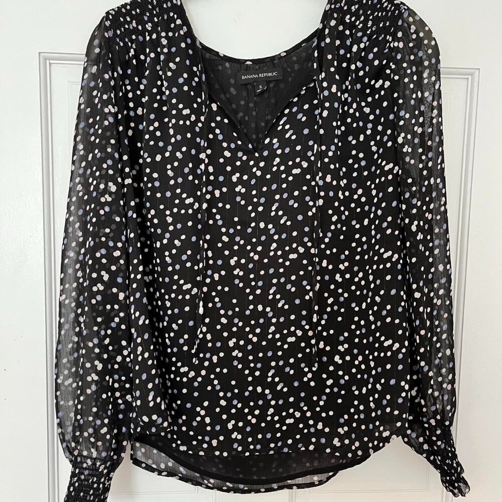 Banana Republic Blue White and Light Pink Blouse